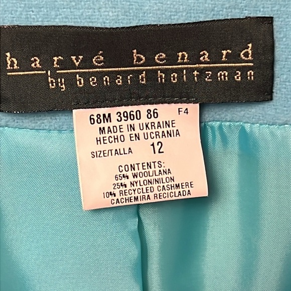 Harvé Bernard Womens Vintage Light Blue Wool Cashmere Blazer 12 Jacket Business - Picture 2 of 7